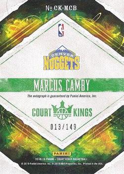 2018-19 Panini Court Kings - Court Kings Autographs #CK-MCB Marcus Camby Back
