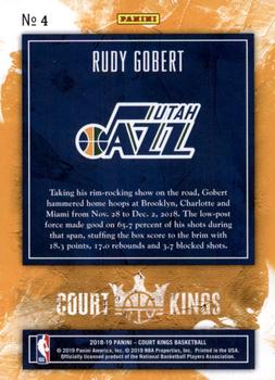 2018-19 Panini Court Kings - International #4 Rudy Gobert Back
