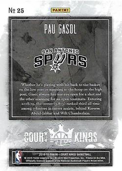2018-19 Panini Court Kings - International #25 Pau Gasol Back