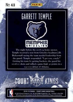 2018-19 Panini Court Kings - International #43 Garrett Temple Back
