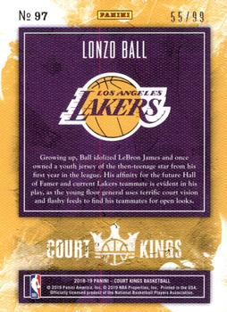 2018-19 Panini Court Kings - Ruby #97 Lonzo Ball Back