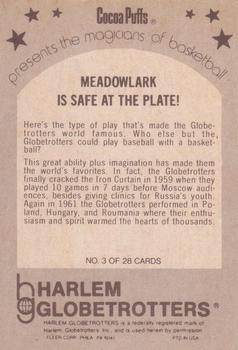 1971 Fleer Cocoa Puffs Harlem Globetrotters #3 Meadowlark Lemon Back