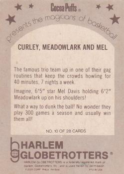1971 Fleer Cocoa Puffs Harlem Globetrotters #10 Curly Neal / Meadowlark Lemon / Mel Davis Back