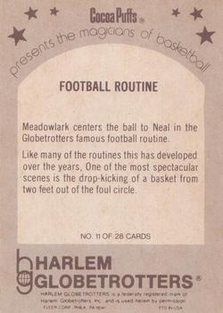 1971 Fleer Cocoa Puffs Harlem Globetrotters #11 Football Routine Back