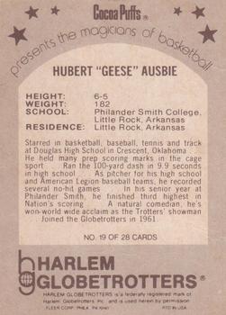 1971 Fleer Cocoa Puffs Harlem Globetrotters #19 Geese Ausbie Back