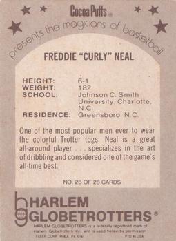 1971 Fleer Cocoa Puffs Harlem Globetrotters #28 Curly Neal Back