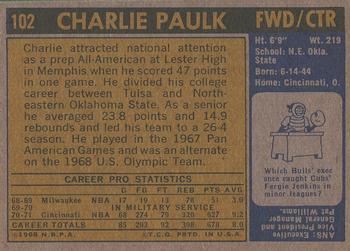 1971-72 Topps #102 Charlie Paulk Back