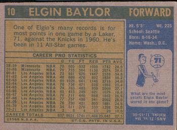 1971-72 Topps #10 Elgin Baylor Back