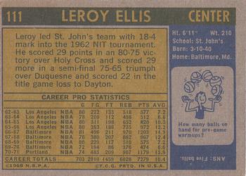 1971-72 Topps #111 Leroy Ellis Back