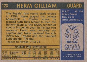 1971-72 Topps #123 Herm Gilliam Back