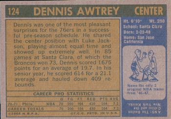 1971-72 Topps #124 Dennis Awtrey Back