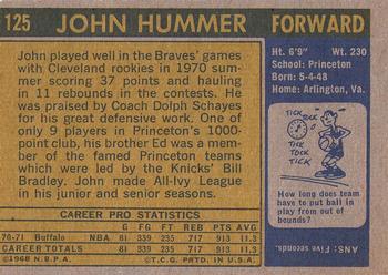 1971-72 Topps #125 John Hummer Back