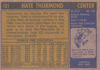 1971-72 Topps #131 Nate Thurmond Back