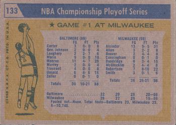 1971-72 Topps #133 NBA Playoffs Game 1 (Alcindor Scores 31!) Back