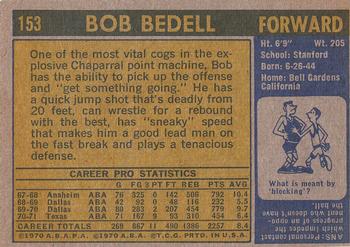 1971-72 Topps #153 Bob Bedell Back