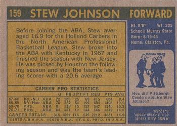 1971-72 Topps #159 Stew Johnson Back