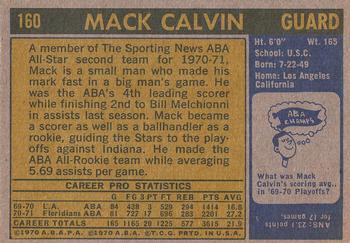 1971-72 Topps #160 Mack Calvin Back