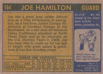1971-72 Topps #164 Joe Hamilton Back