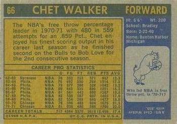 1971-72 Topps #66 Chet Walker Back
