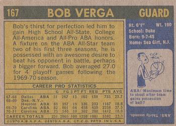 1971-72 Topps #167 Bob Verga Back