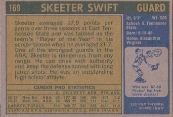 1971-72 Topps #169 Skeeter Swift Back