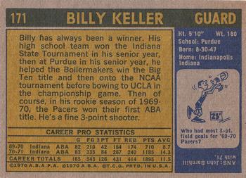 1971-72 Topps #171 Billy Keller Back