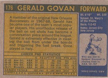 1971-72 Topps #176 Gerald Govan Back