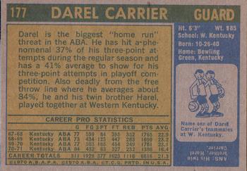 1971-72 Topps #177 Darel Carrier Back