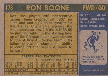 1971-72 Topps #178 Ron Boone Back