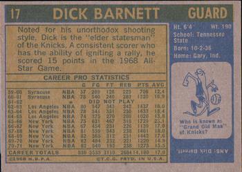 1971-72 Topps #17 Dick Barnett Back