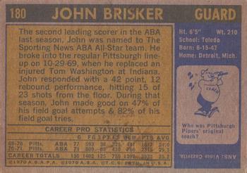 1971-72 Topps #180 John Brisker Back
