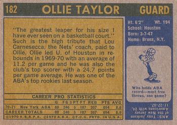 1971-72 Topps #182 Ollie Taylor Back