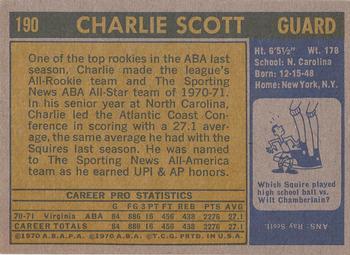1971-72 Topps #190 Charlie Scott Back