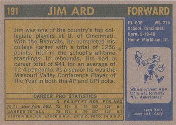 1971-72 Topps #191 Jim Ard Back