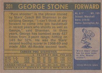 1971-72 Topps #201 George Stone Back