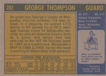 1971-72 Topps #202 George Thompson Back
