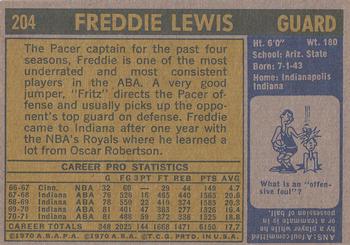 1971-72 Topps #204 Freddie Lewis Back