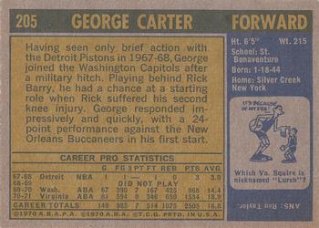 1971-72 Topps #205 George Carter Back