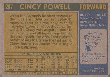 1971-72 Topps #207 Cincy Powell Back