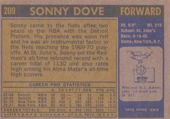 1971-72 Topps #209 Sonny Dove Back