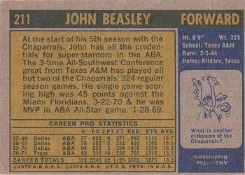 1971-72 Topps #211 John Beasley Back