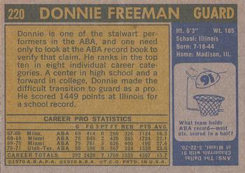 1971-72 Topps #220 Donnie Freeman Back