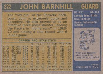 1971-72 Topps #222 John Barnhill Back