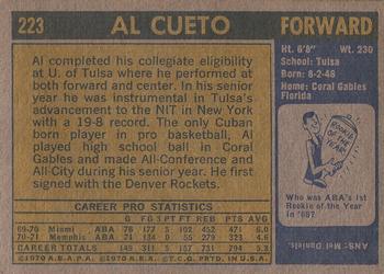 1971-72 Topps #223 Al Cueto Back