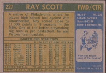 1971-72 Topps #227 Ray Scott Back