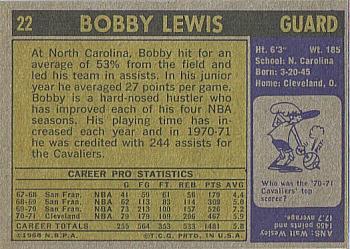 1971-72 Topps #22 Bobby Lewis Back