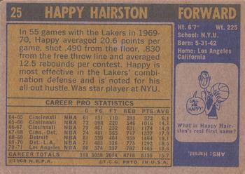 1971-72 Topps #25 Happy Hairston Back