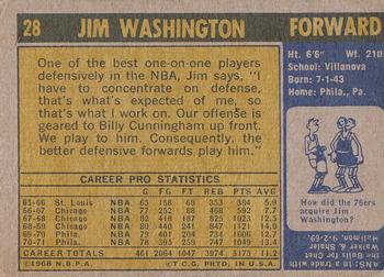 1971-72 Topps #28 Jim Washington Back