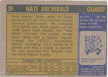 1971-72 Topps #29 Nate Archibald Back