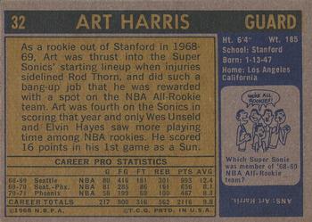 1971-72 Topps #32 Art Harris Back